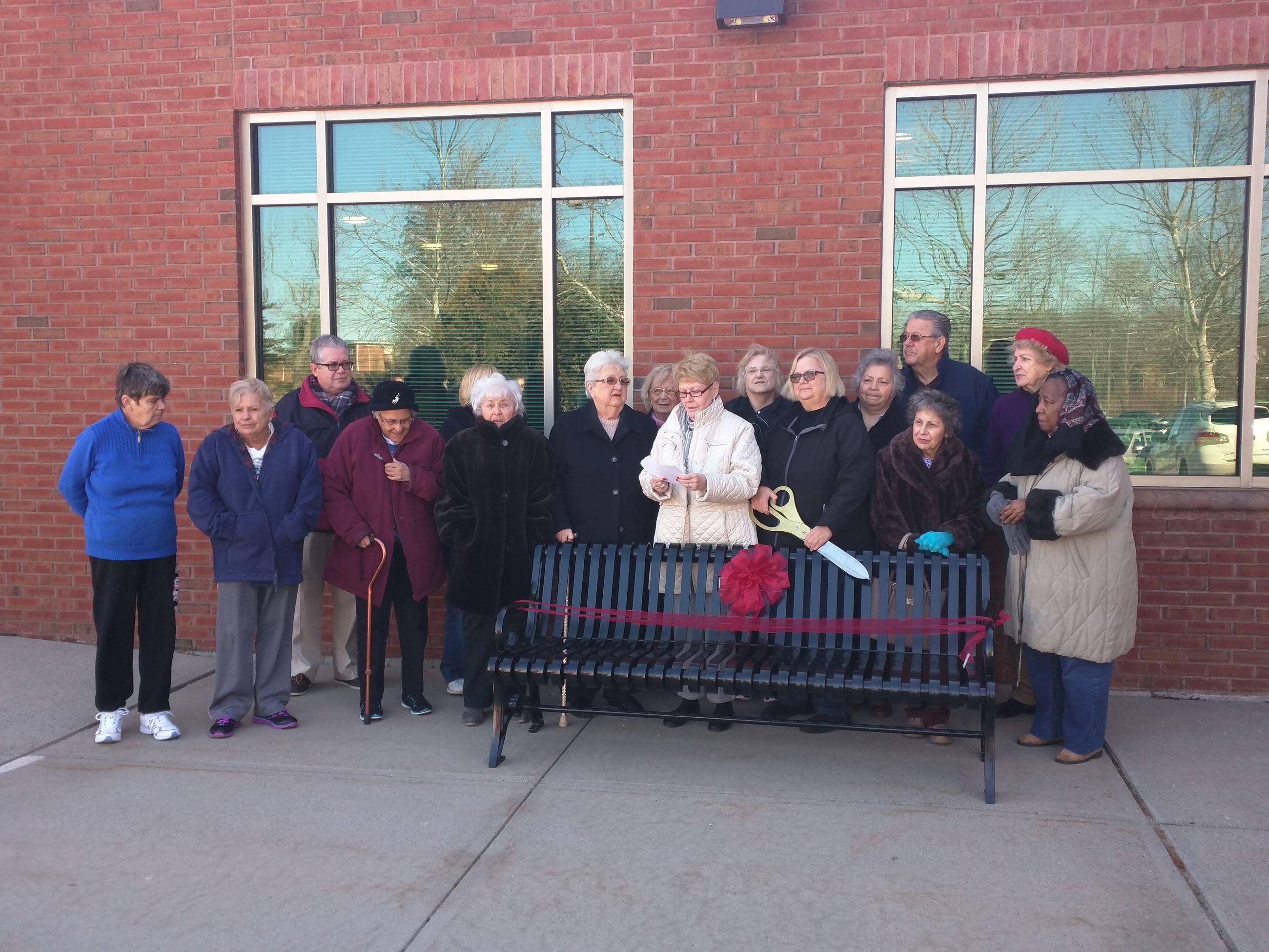 Group gathered for the Stepney Bench Dedication Ceremony