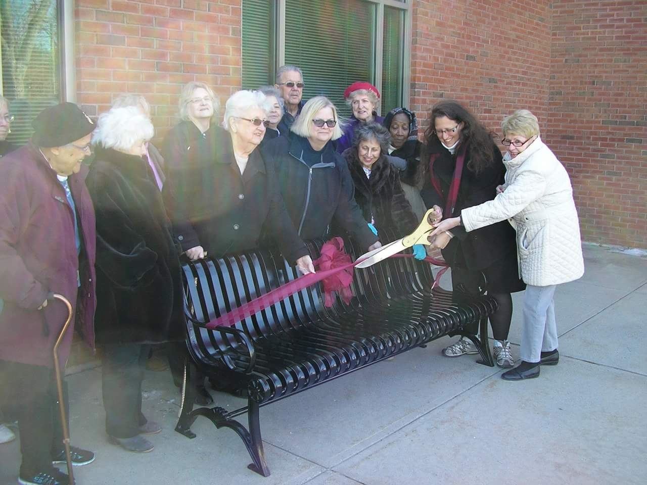 Cutting the ribbon at the Stepney Bench Dedication
