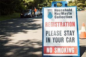 Sign reading Household HazWaste Collection Registration Please Stay in Your Car No Smoking